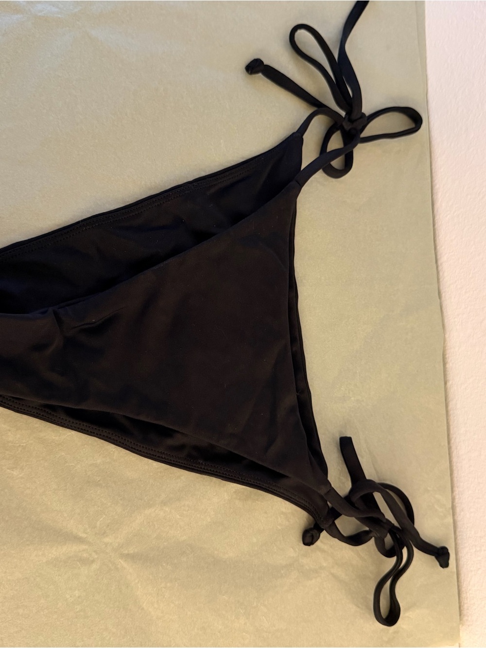 Women’s Black Tie-Side Bikini Bottom — Adjustable Swim Brief